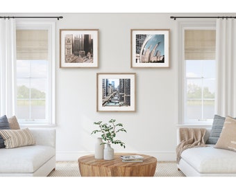 Chicago Photography, Chicago Architecture, Chicago River, Cloud Gate,  Set of 3 Prints