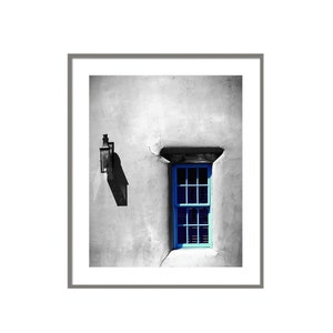 New Mexico Photography, Adobe Blue Window Photograph, Selective Color, Southwest Photo, Santa Fe Photography