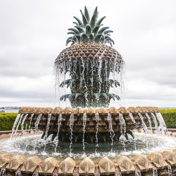 Charleston Print with Pineapple Fountain - Southern Home Décor and Charleston Art Print