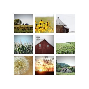 Farmhouse Print, Farmhouse Wall Art, Red Barn, Set of 9 Prints