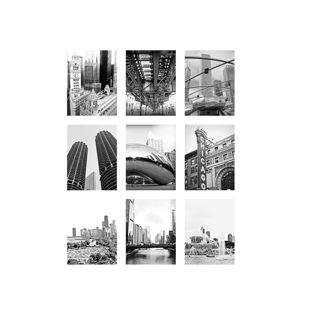 Chicago Photography, Chicago Gallery Wall, Vintage, Chicago Wall Art, Chicago Photography, Set