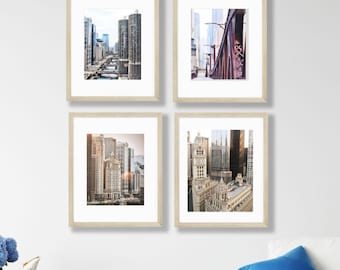 Chicago Architecture Photography Prints: Iconic City Scenes, Set of 4