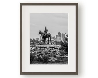 Kansas City Photography, The Scout, Kansas City Skyline, Penn Valley Park,  Kansas City Wall Art, Kansas City Print