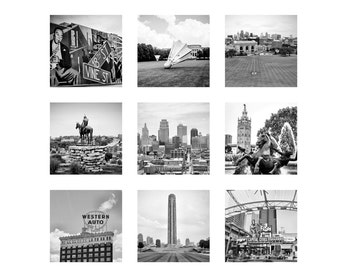 Kansas City Photography, Kansas City Gallery Wall, Kansas City Wall Art, Set of 9 Prints