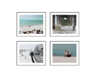 Beach Photography, Clearwater Beach, Ocean Photography, Coastal Print, Ocean Beach Wall Art, Set of 4, Beach House Decor