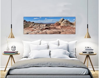 White Pocket Arizona Landscape Photo, Coyote Buttes, Panorama Canvas Wrap, Vermillion Cliffs, Home Decor, Sandstone Art