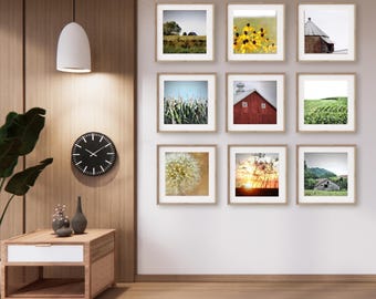 Farmhouse Print, Farmhouse Wall Art, Red Barn, Set of 9 Prints