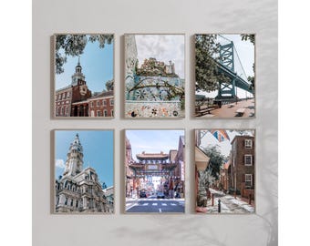 Philadelphia Wall Art Set of 6 prints, Philly Travel Prints