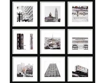 Chicago Photography, Chicago Wall Art, Chicago Gallery Wall, Set of 9 Prints
