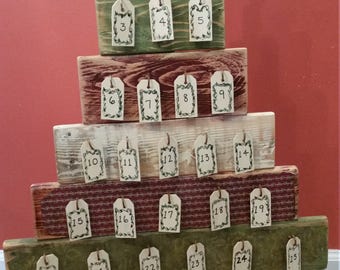 Pallet Wood Christmas Tree Advent Calendar