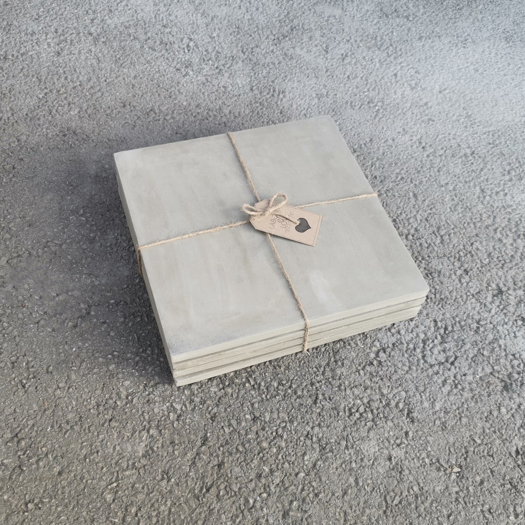 Set of Square Concrete Placemats. Concrete Tableware. Dinnerware Set