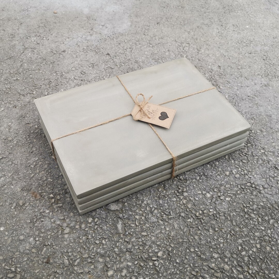 Set of Rectangle Concrete Placemats. Tableware. Dinnerware Set