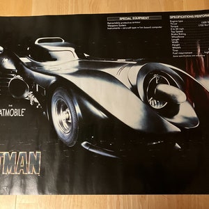 Vintage DC Comics The Batmobile Paper Poster