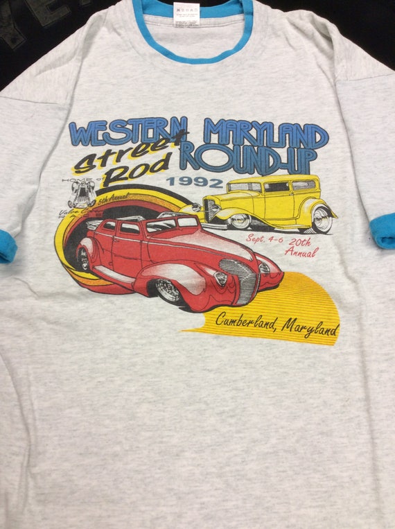 Vintage 1992 Western Maryland Street Rod Round-up Car Show T-shirt