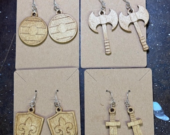 Fighter Wooden Dangle Earrings