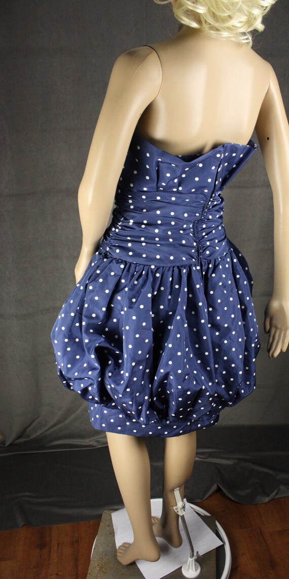 Vintage 80s Polka Dot Dress Bubble Skirt Sleevele… - image 5