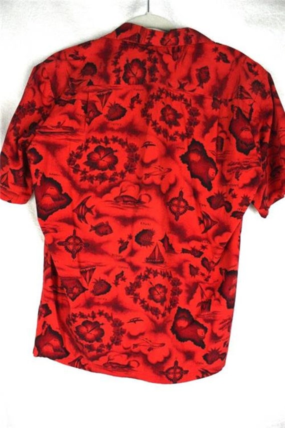 Vintage Men's Hawaiian Shirt * Red, 100% Cotton *… - image 3