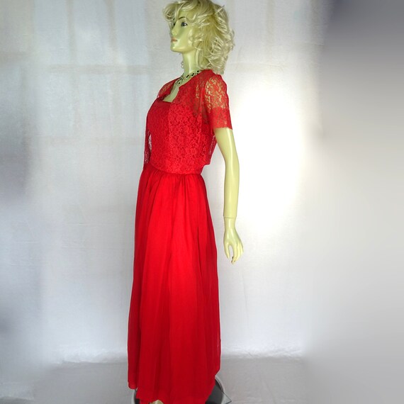 Vintage 1950s * Coral Red Dress with Matching Lac… - image 7