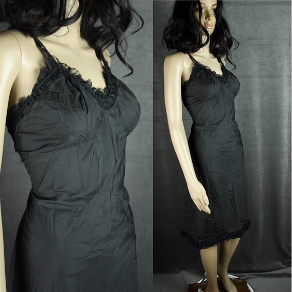 Vintage 40s 50s * Textron Nylon Full Slip * Black