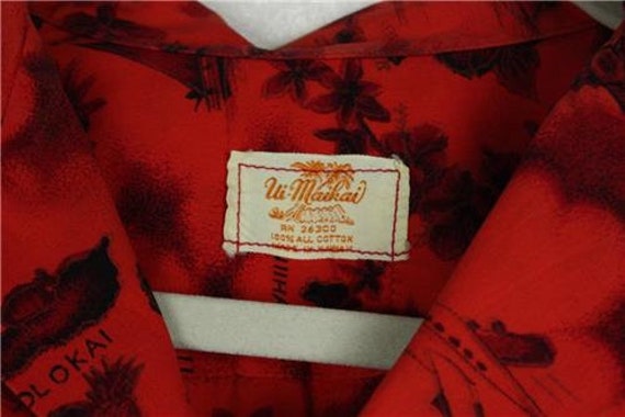 Vintage Men's Hawaiian Shirt * Red, 100% Cotton *… - image 4