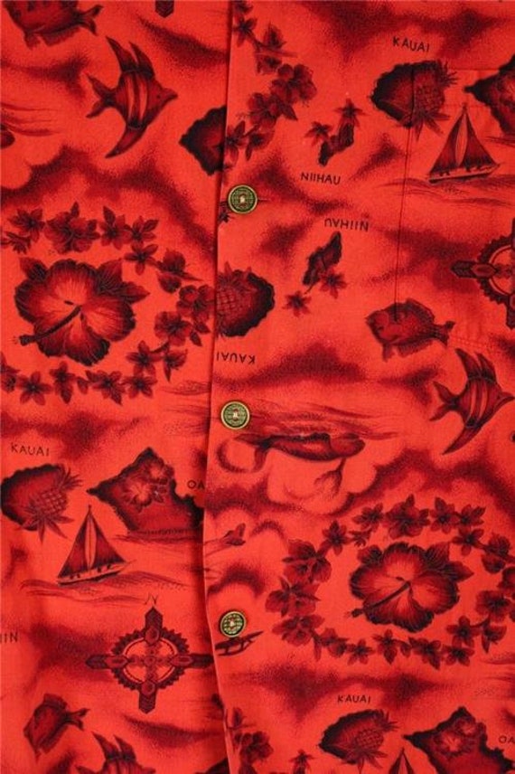 Vintage Men's Hawaiian Shirt * Red, 100% Cotton *… - image 2