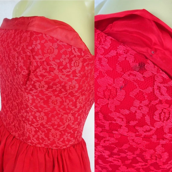 Vintage 1950s * Coral Red Dress with Matching Lac… - image 6