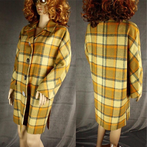 Vintage 50s 60s * Stylish Plaid Oversize Jacket *