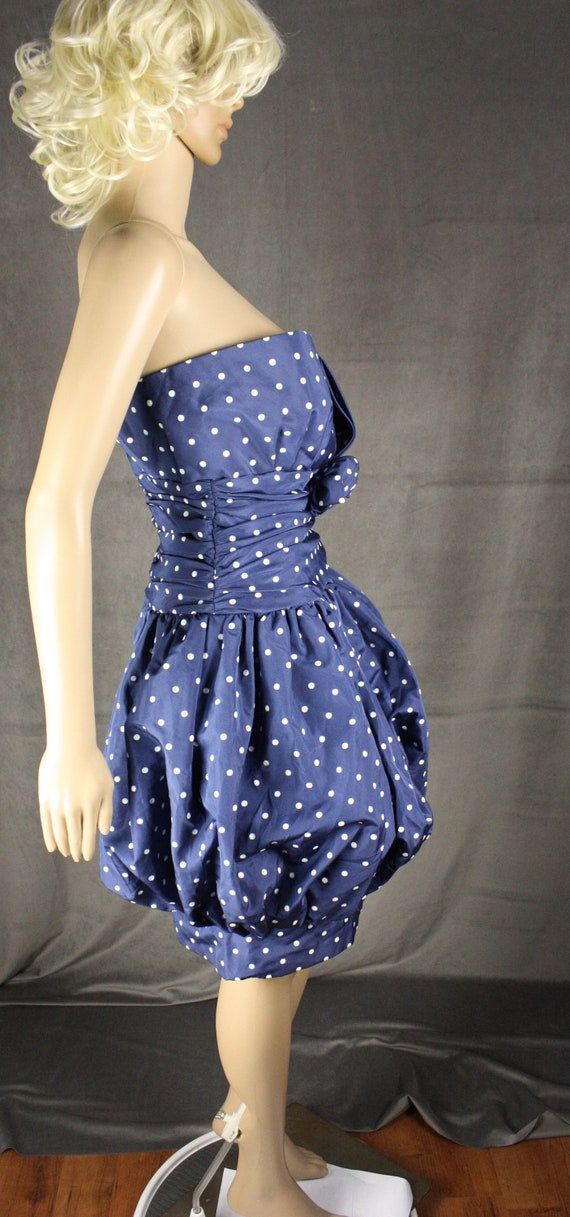 Vintage 80s Polka Dot Dress Bubble Skirt Sleevele… - image 3