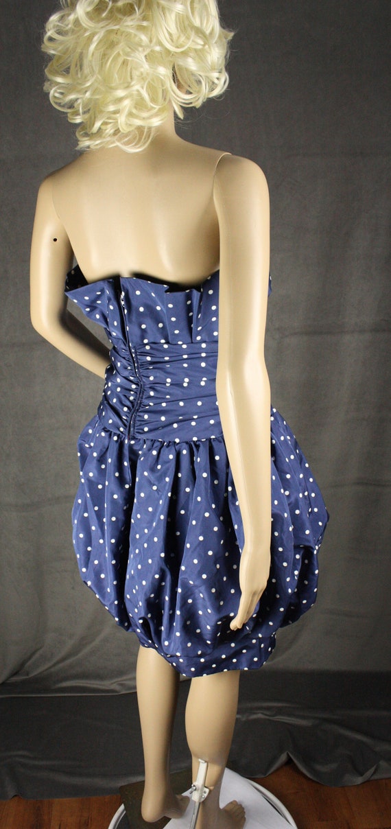 Vintage 80s Polka Dot Dress Bubble Skirt Sleevele… - image 4