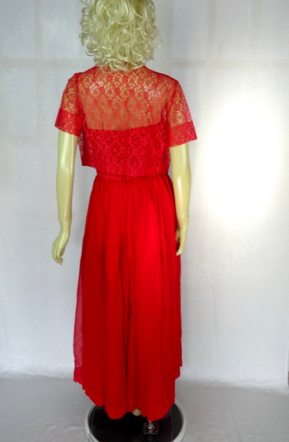 Vintage 1950s * Coral Red Dress with Matching Lac… - image 4