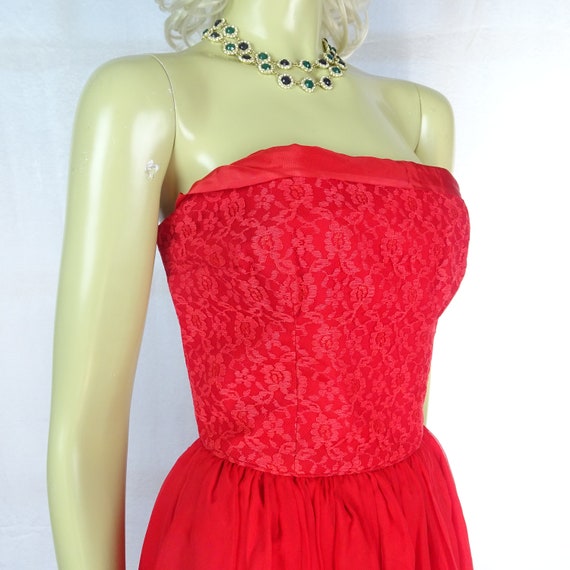 Vintage 1950s * Coral Red Dress with Matching Lac… - image 5
