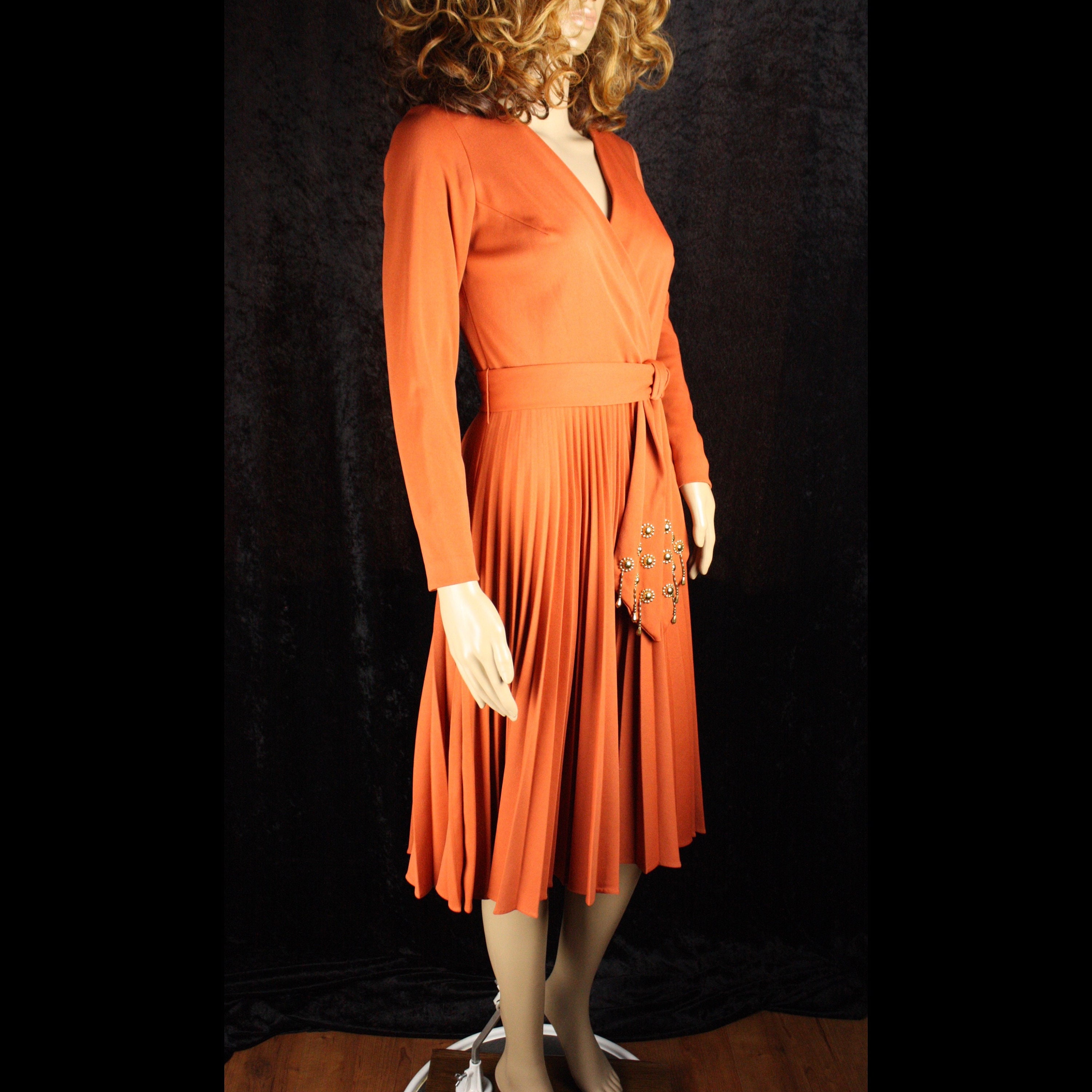 orange belted dress
