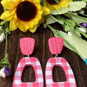 Gingham Polymer Clay Earrings: Handmade Hypoallergenic Western Jewelry