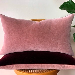 ROSE & WINE Two-Tone Mohair Velvet Pillow - 12x20, 14x24, 18x18, 20x20, 22x22, 24x24 Lumbar or Square
