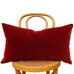 RUBY Red Double Sided Mohair Velvet Pillow - 12x20, 14x24 Lumbar
