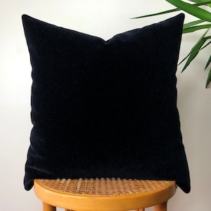 BLACK Double Sided Mohair Velvet Pillow - 18x18, 20x20, 22x22, 24x24 Square