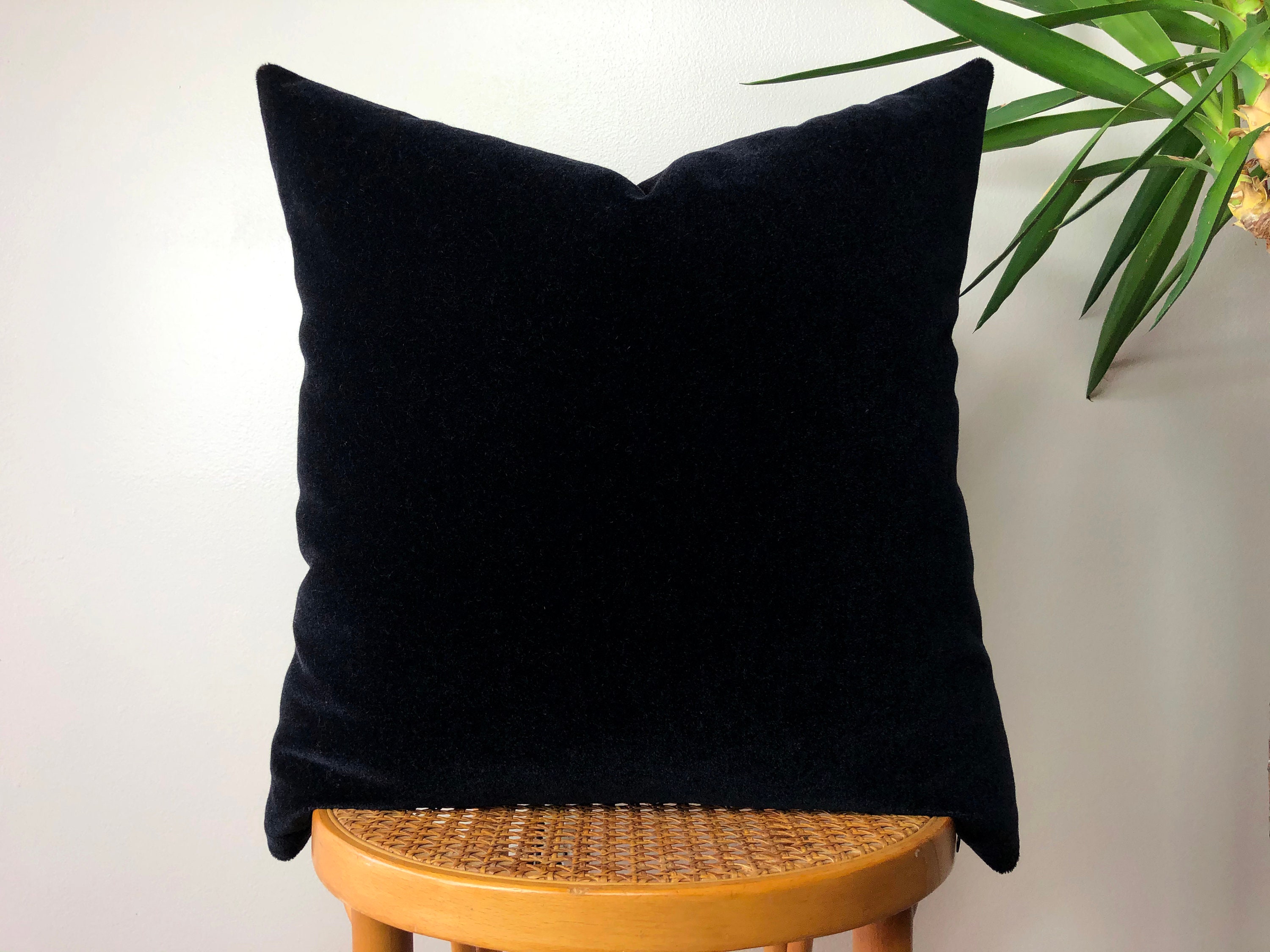 BLACK Double Sided Mohair Velvet Pillow 18x18 20x20 22x22 24x24 Square Etsy