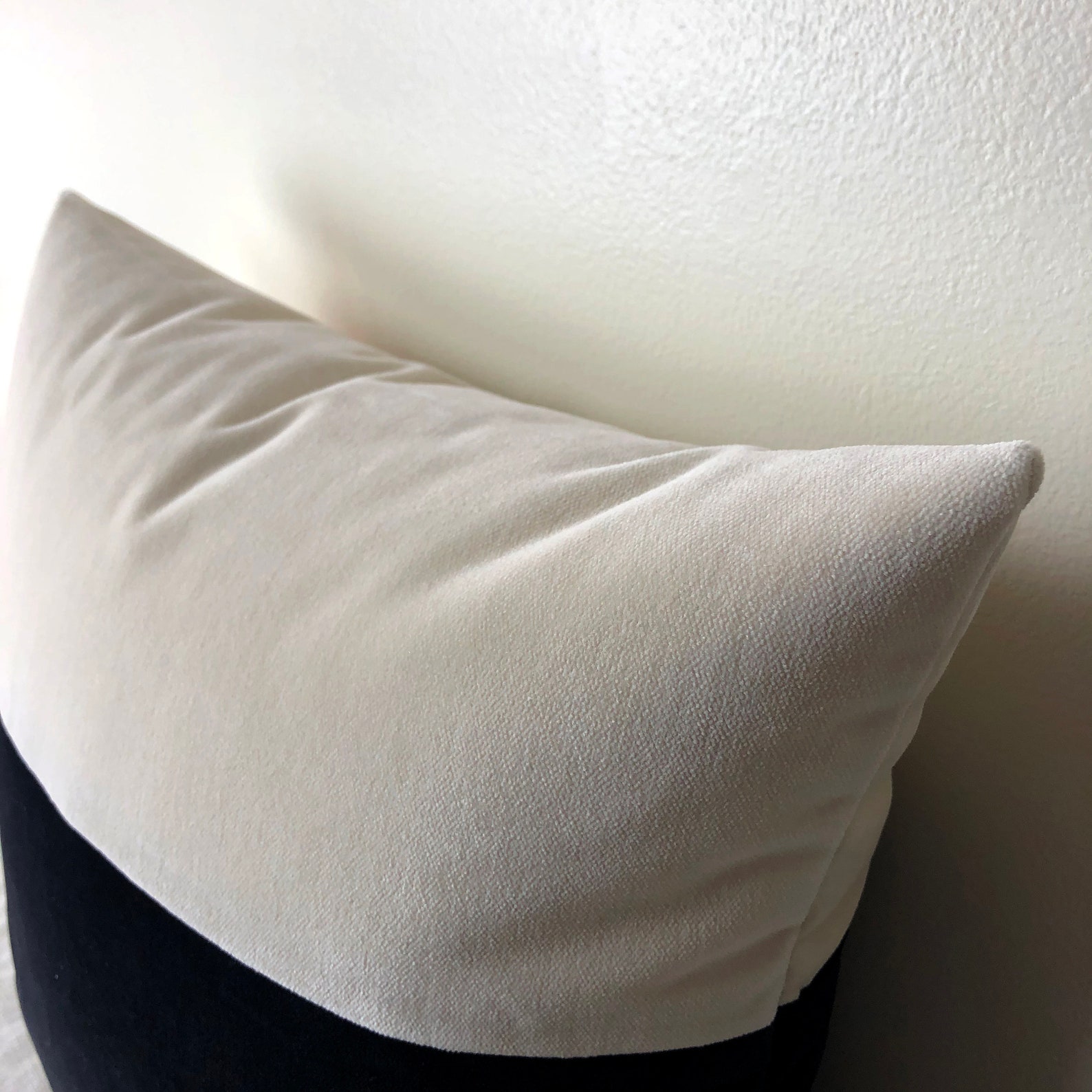 Black & White Color Block Velvet Pillow Cover 20x20 Square Etsy