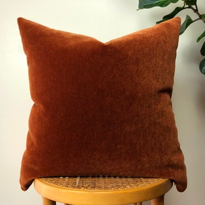 RUST Mohair Velvet with Belgian Linen Pillow 18x18, 20x20, 22x22, 24x24 Square image 1