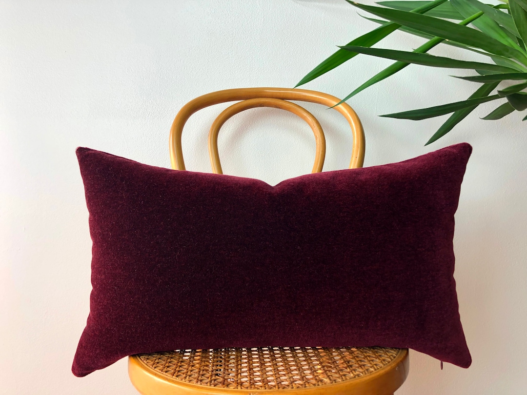 WINE Burgundy Double Sided Velvet Pillow - 12x20 or 14x24 Lumbar - 14x24 with insert
