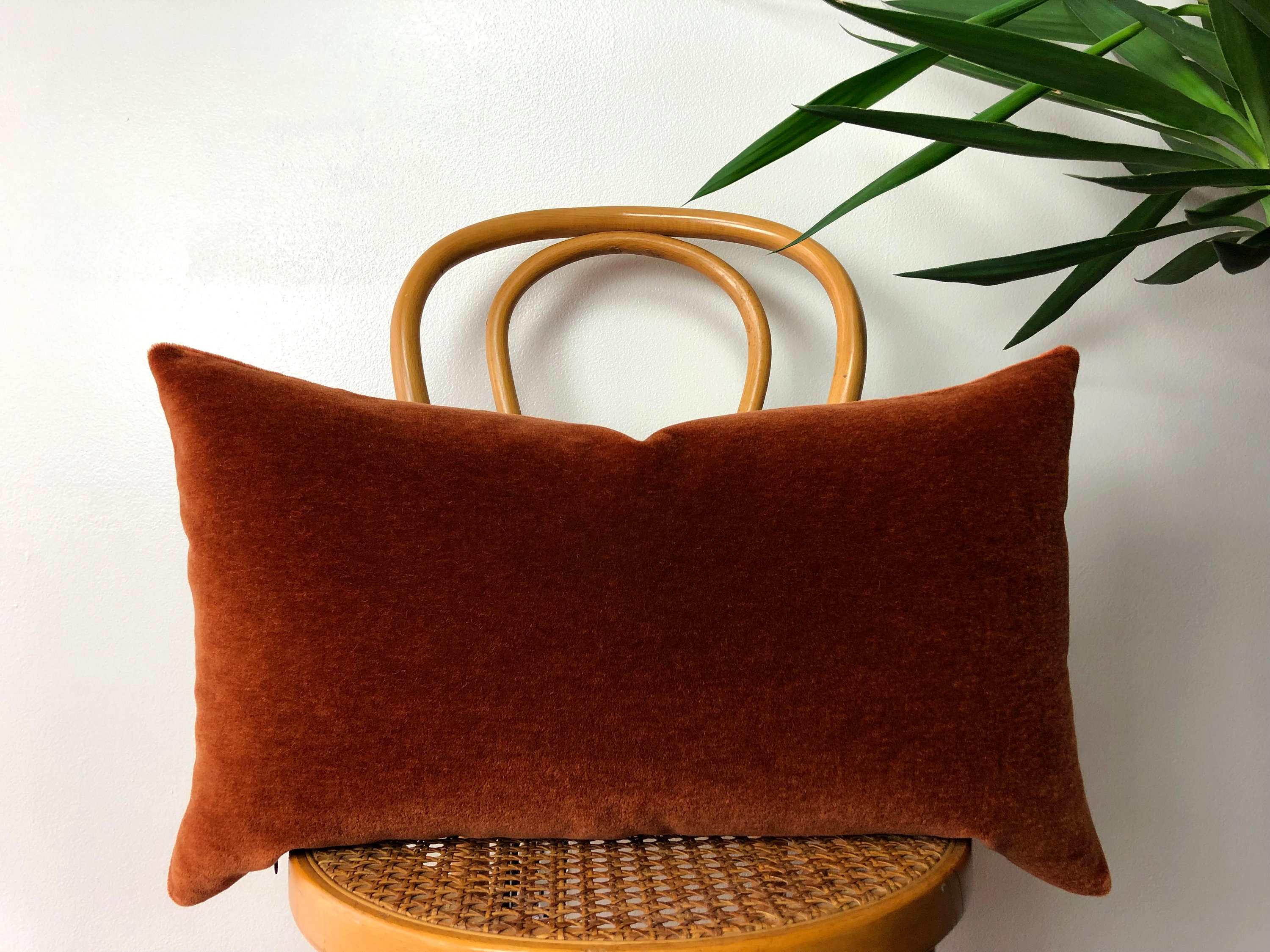 rust velvet pillow