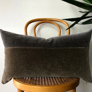 MINK & PEWTER Mohair Velvet Color Block Pillow - 12x20, 14x24 Lumbar