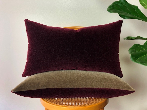 WINE & MINK Mohair Velvet Pillow - Two Tone - 12x20, 14x24, 18x18, 20x20, 22x22, 24x24 Square or Lumbar