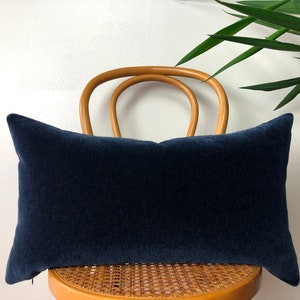 NAVY Blue Double Sided Mohair Velvet Pillow - 12x20 or 14x24 Lumbar