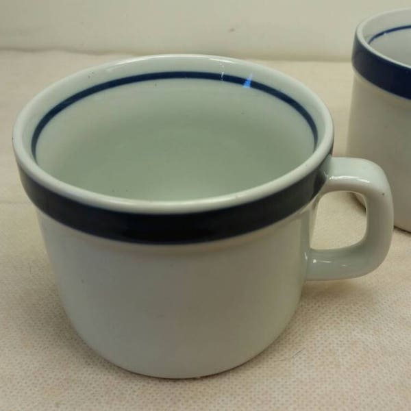 MSI "BLUE MONTERREY" Mug / Coffee Cup Vintage Stoneware (1) Simple Yet Elegant Restaurant Style Mug Cobalt Blue Ringed 1980s