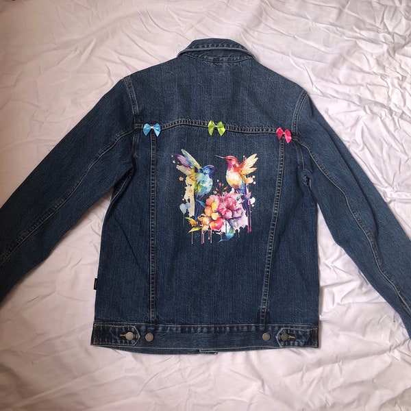 veste en jeans oiseaux