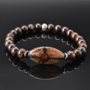 Bronzite Prayer Bracelet: Orthodox Komboskini Chotki with Silver Bead