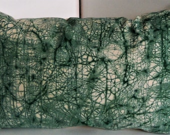 12 x 20 Abstract Pillow Cover, Green on Gold Pillow Cover, Lumber Pillow, Green Throw Pillow, Batik Crackle Pillow, Abstract Pillow Cover