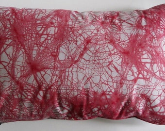 12 x 20 Abstract Pillow Cover, Batik Crackle Pillow Cover, Red Throw Pillow, Lumbar Pillow, Red on Gray Pillow Cover