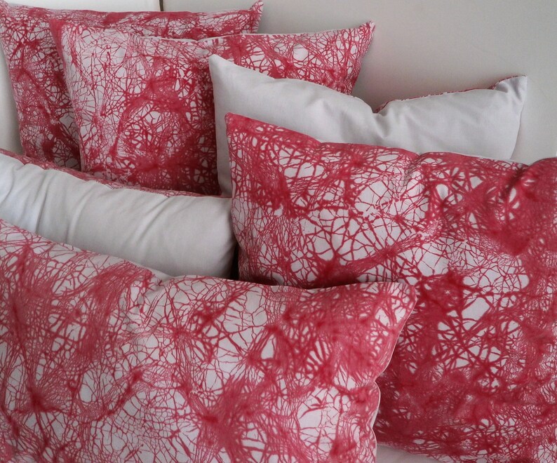 Abstract Throw Pillow Red 16 X 16 Pillow Cover Red on Gray Etsy